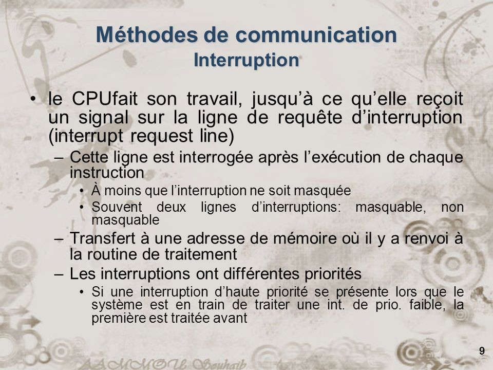 Méthodes de communication Interruption