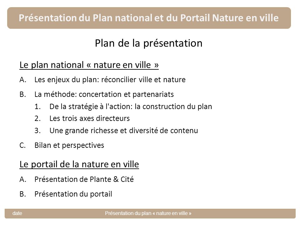 Présentation du Plan national et du Portail Nature en ville