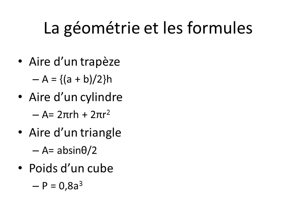 La géométrie et les formules