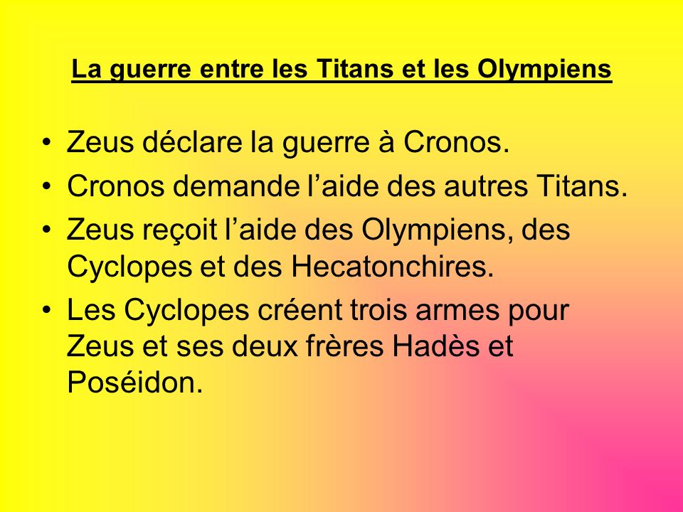 La guerre entre les Titans et les Olympiens