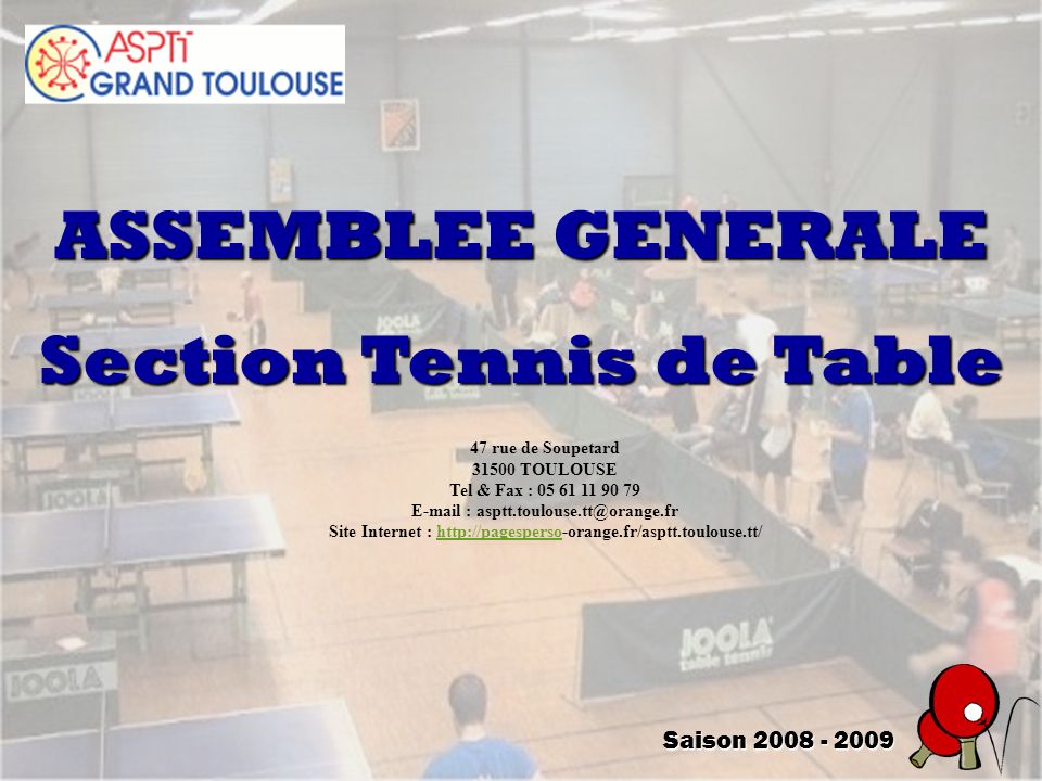 ASSEMBLEE GENERALE Section Tennis de Table
