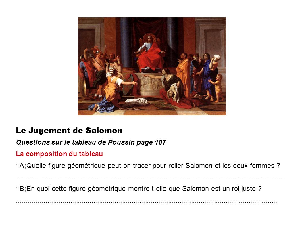 Le Jugement de Salomon Questions sur le tableau de Poussin page 107