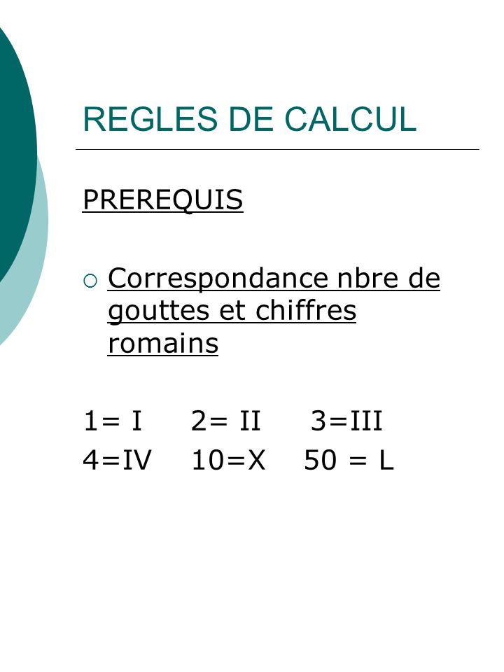 REGLES DE CALCUL PREREQUIS