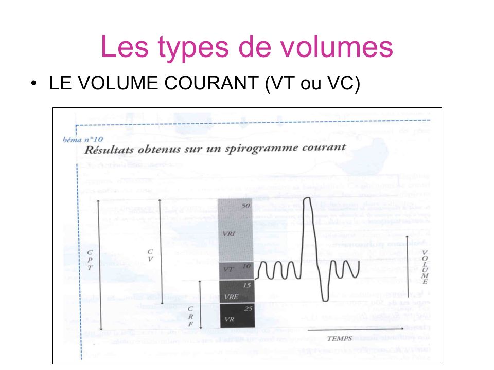 Les types de volumes LE VOLUME COURANT (VT ou VC)