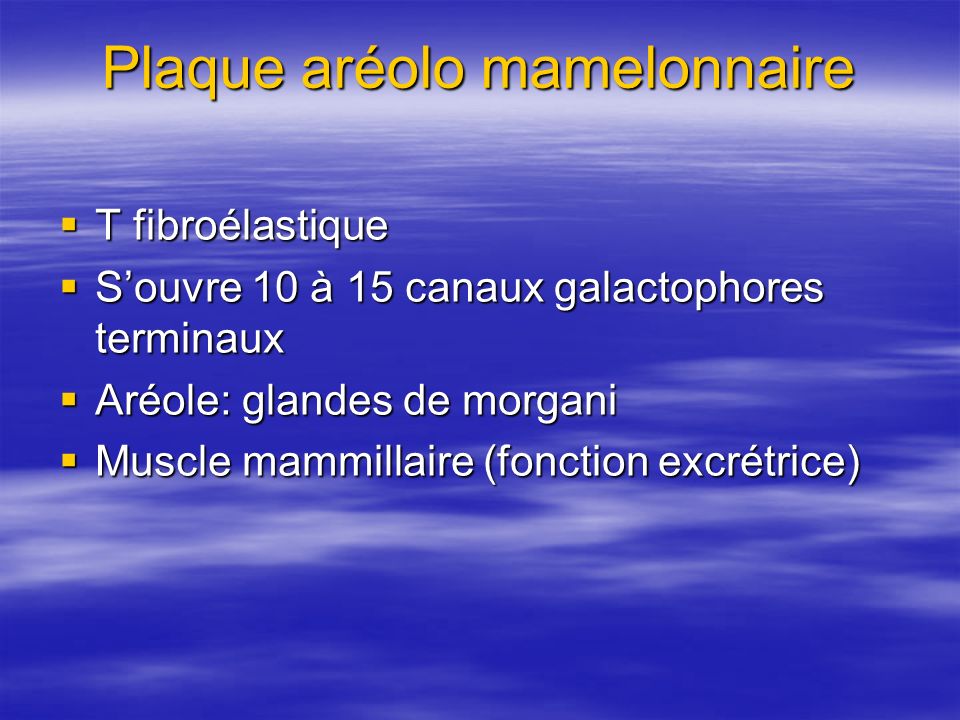 Plaque aréolo mamelonnaire