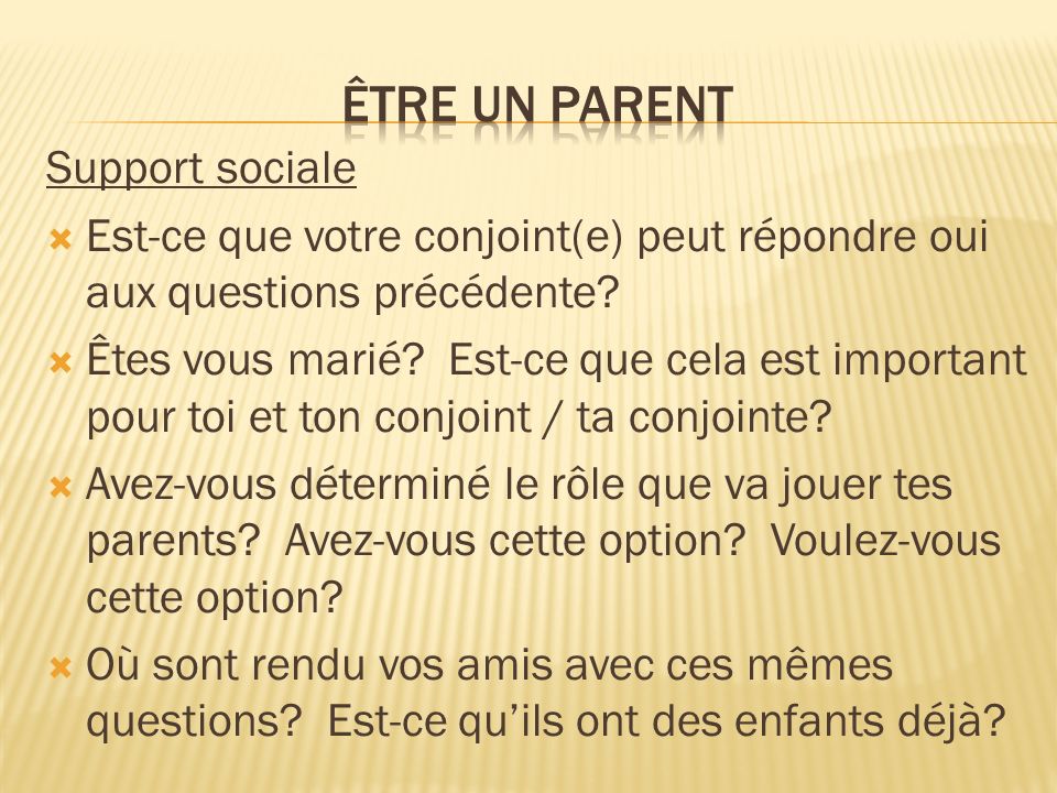 Être un parent Support sociale
