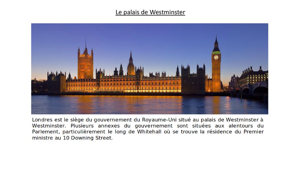 Le palais de Westminster