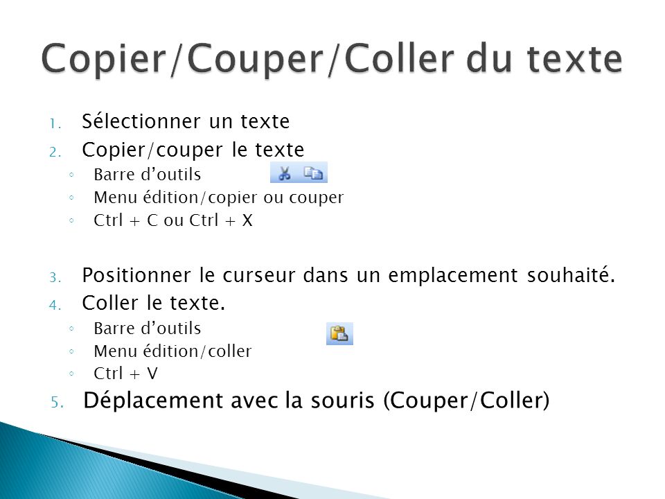 Copier/Couper/Coller du texte