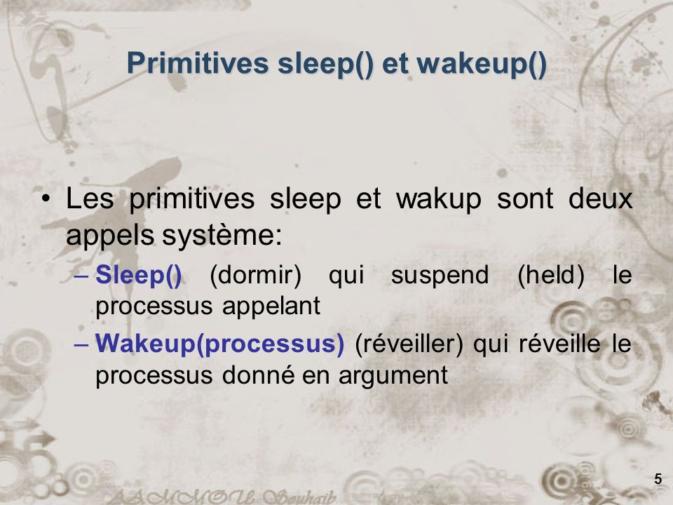 Primitives sleep() et wakeup()