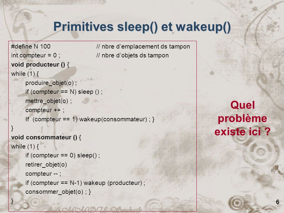 Primitives sleep() et wakeup()