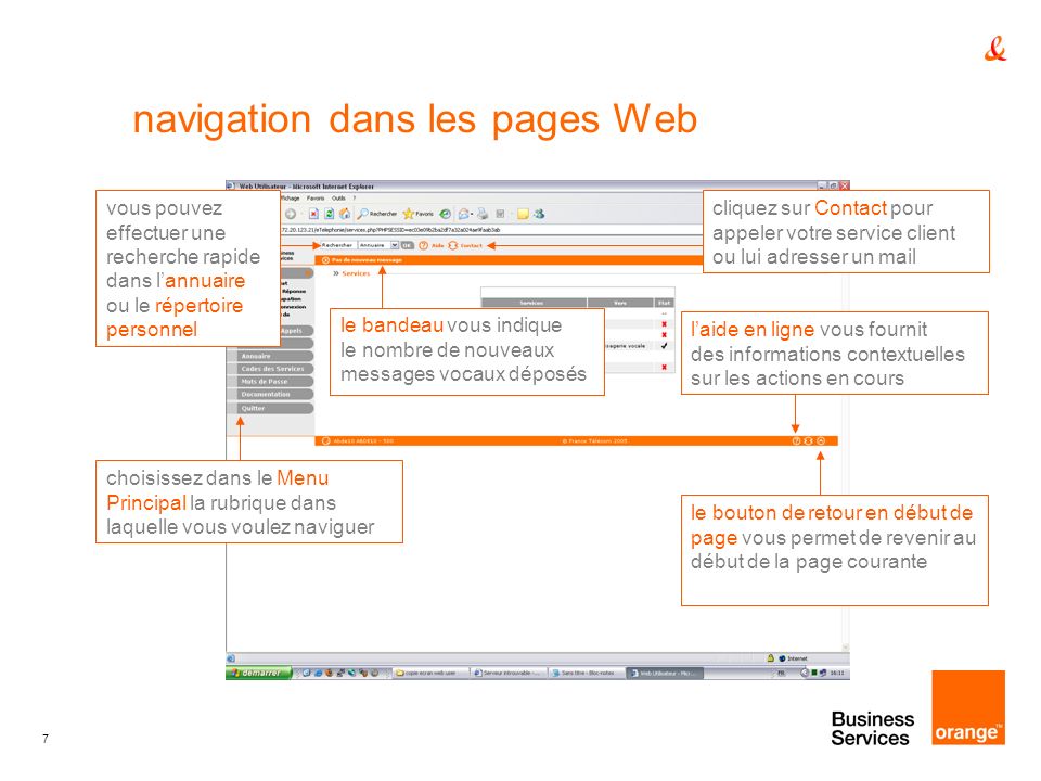 navigation dans les pages Web