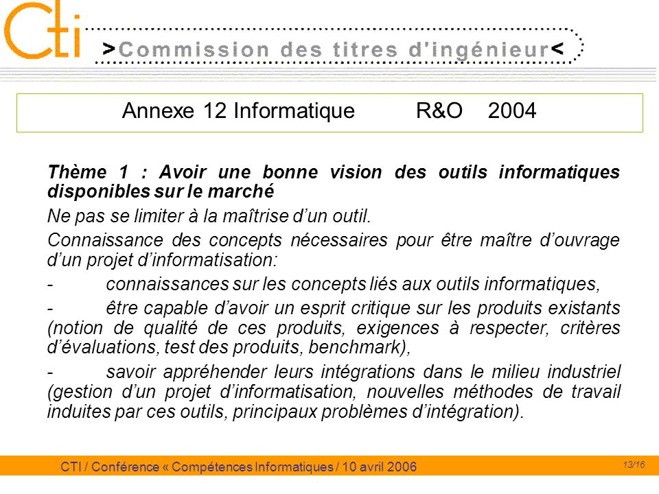 Annexe 12 Informatique R&O 2004