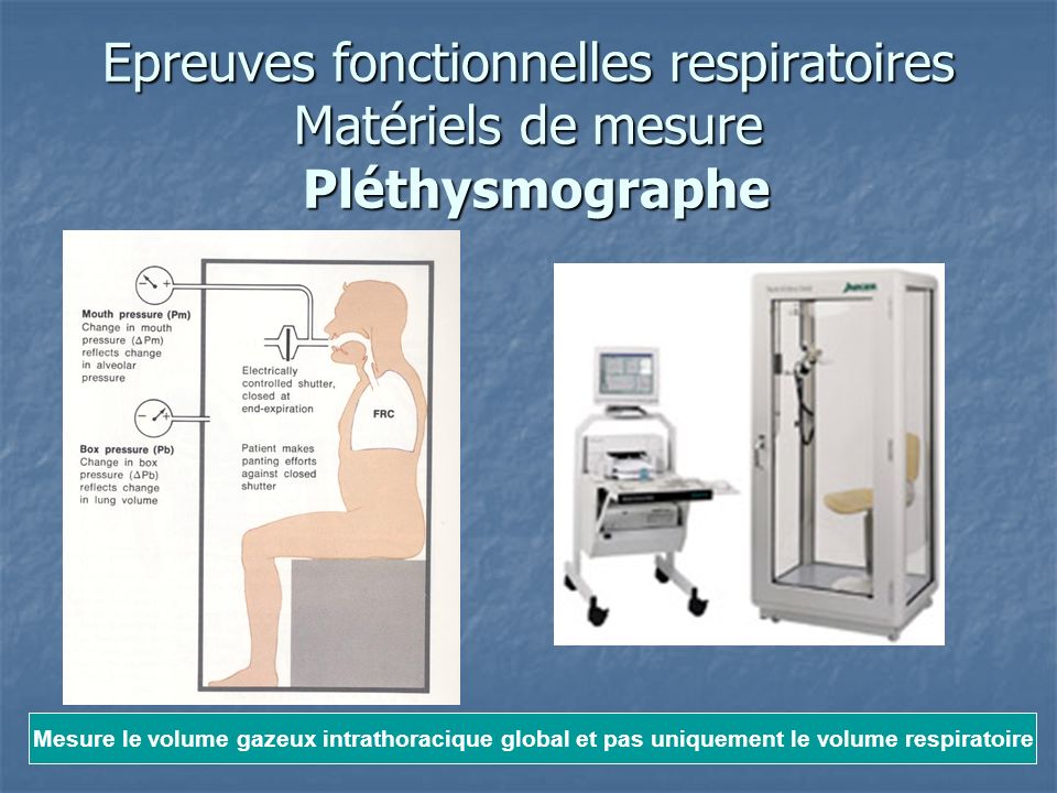 Epreuves fonctionnelles respiratoires Matériels de mesure Pléthysmographe