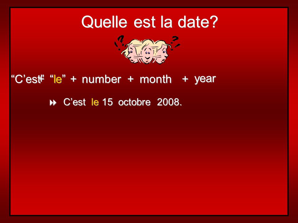 Quelle est la date C’est + le + number + month + year