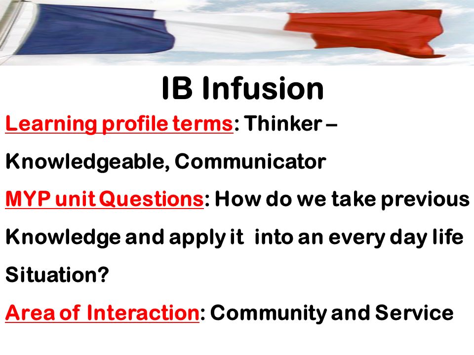 IB Infusion Learning profile terms: Thinker –