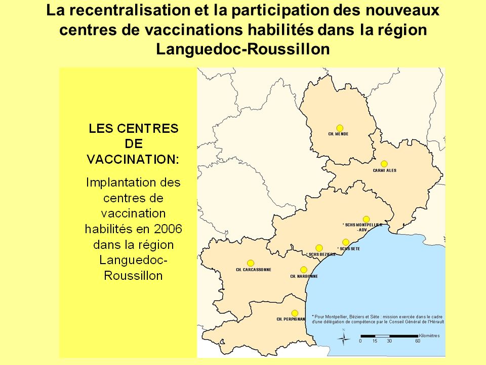 La recentralisation et la participation des nouveaux centres de vaccinations habilités dans la région Languedoc-Roussillon