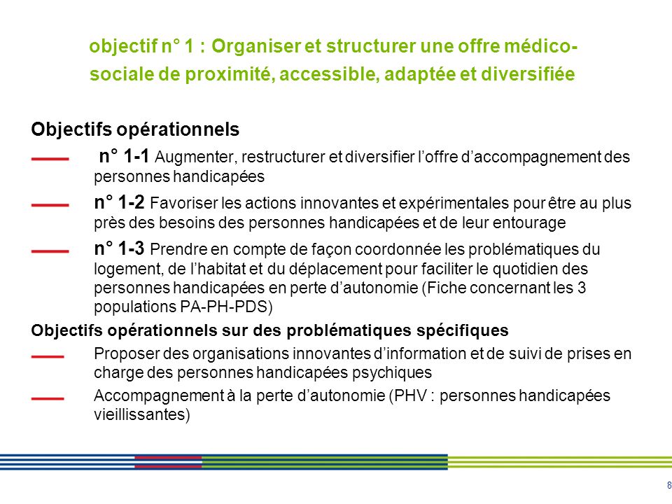 objectif n° 1 : Organiser et structurer une offre médico-sociale de proximité, accessible, adaptée et diversifiée
