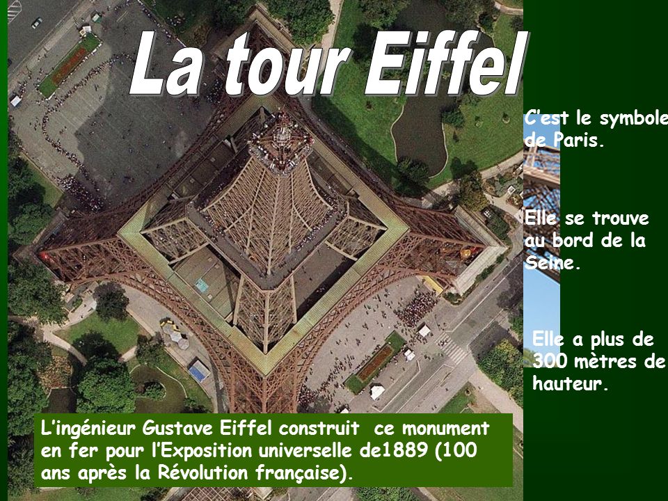 La tour Eiffel C’est le symbole de Paris.