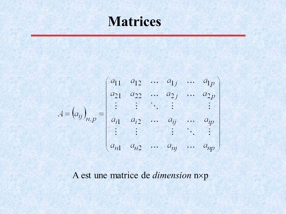 Matrices A est une matrice de dimension np