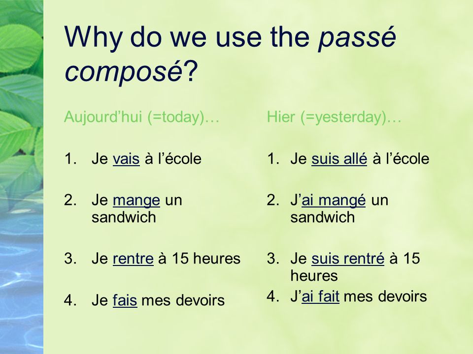 Why do we use the passé composé