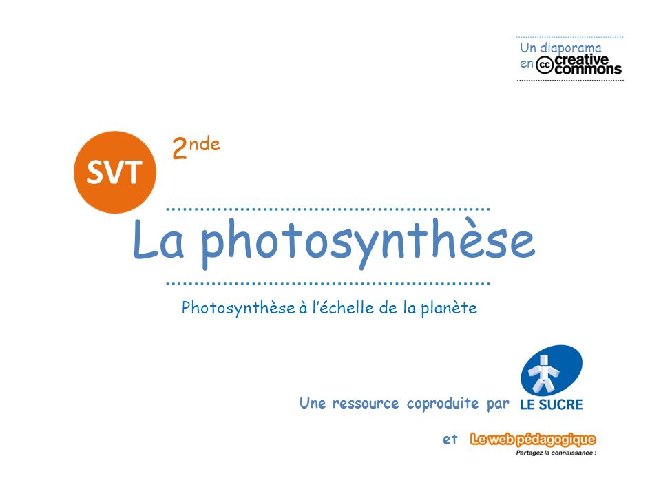 2nde SVT La photosynthèse Photosynthèse à l’échelle de la planète