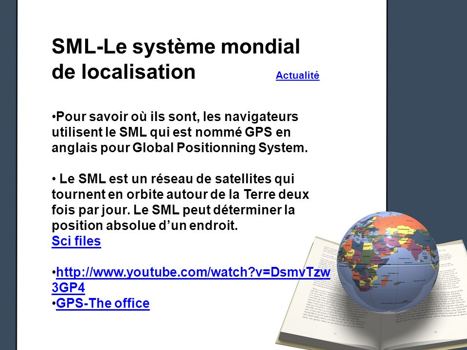 SML-Le système mondial de localisation Actualité