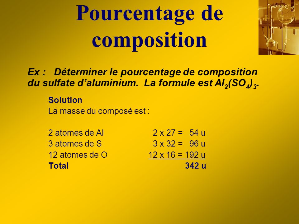 Pourcentage de composition