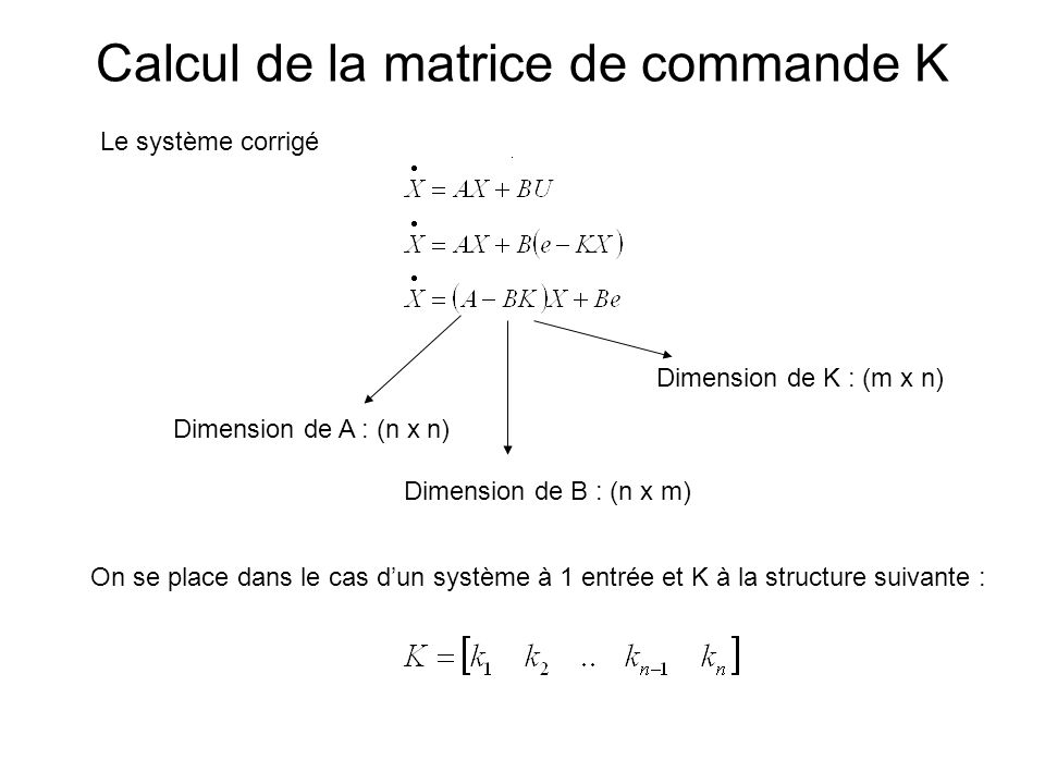 Calcul de la matrice de commande K