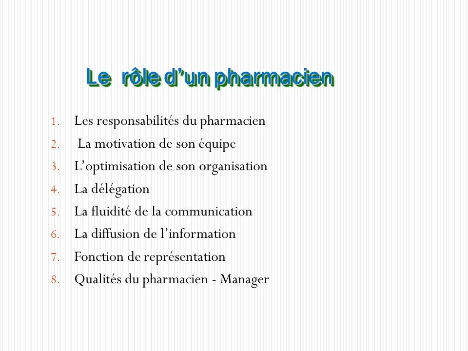 Le rôle d’un pharmacien
