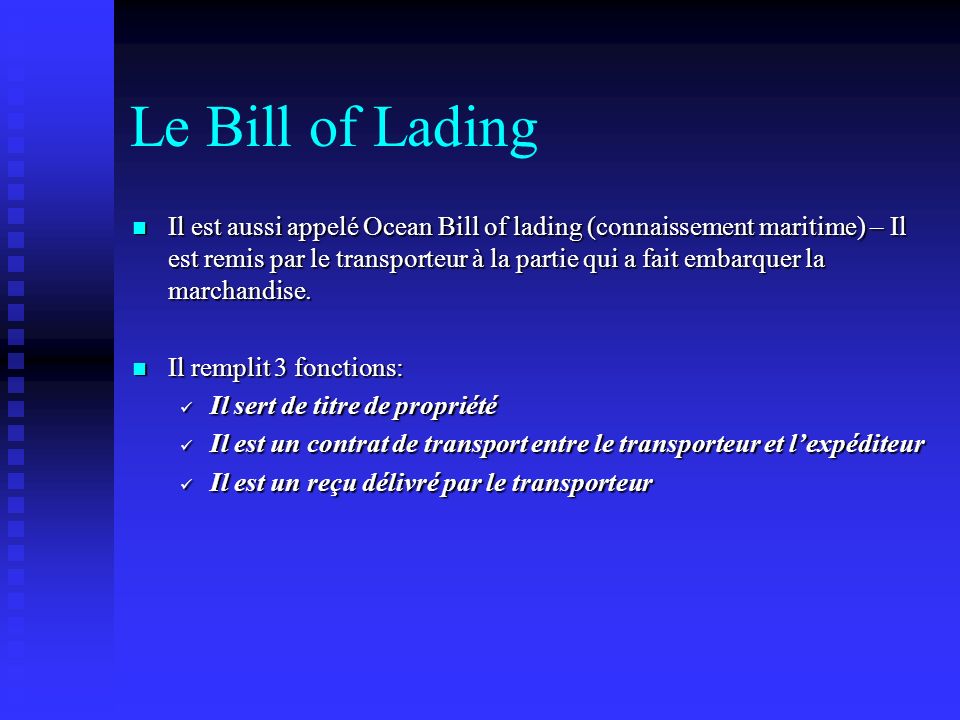 Le Bill of Lading