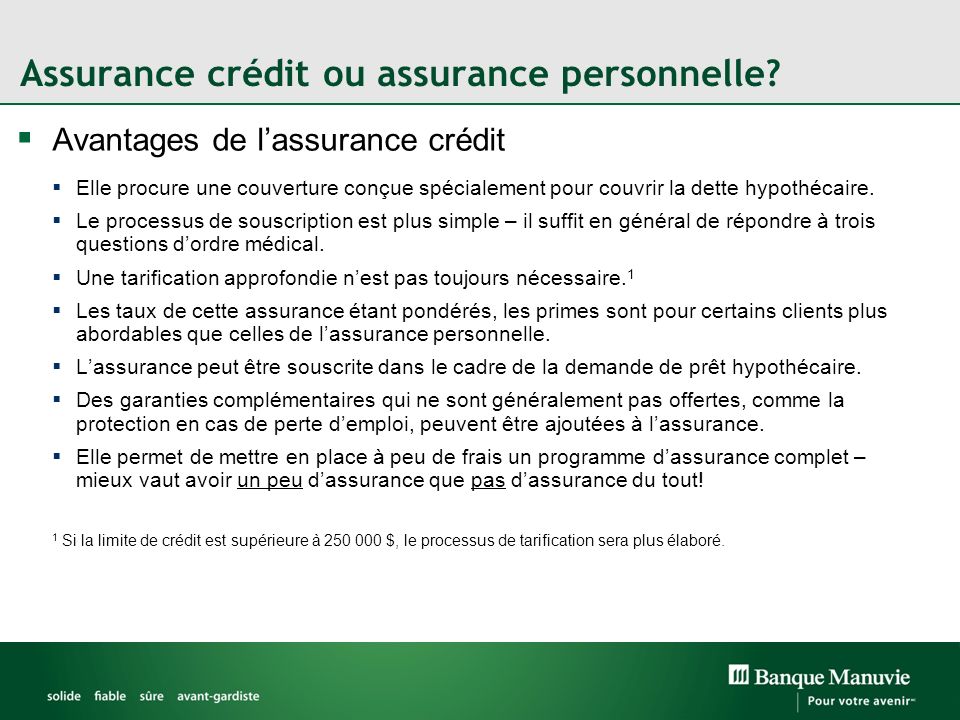 Assurance crédit ou assurance personnelle
