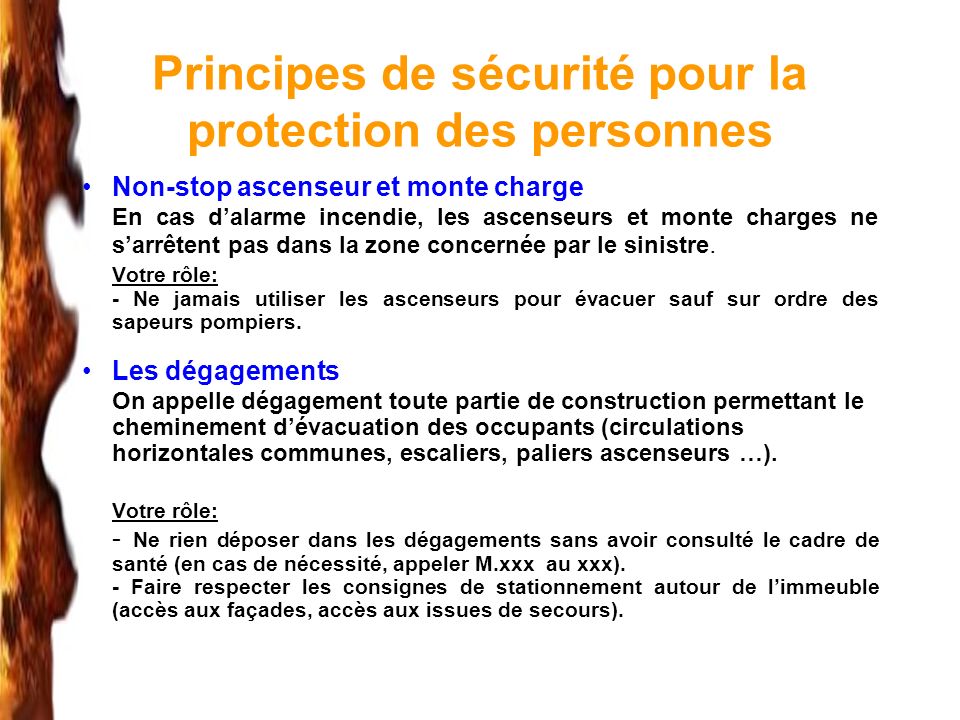Principes de sécurité pour la protection des personnes