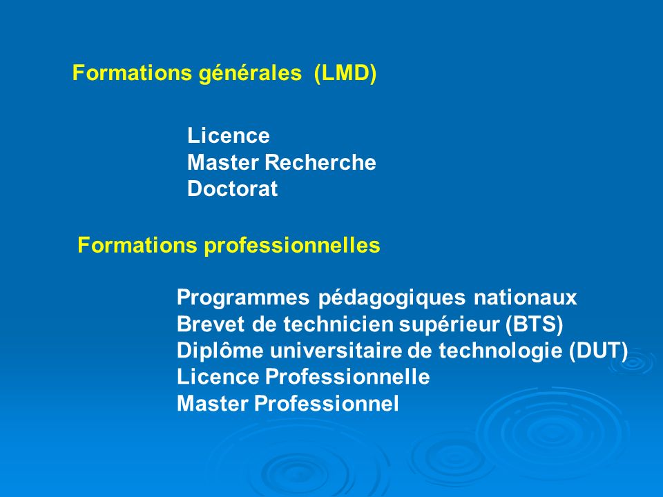 Formations générales (LMD)