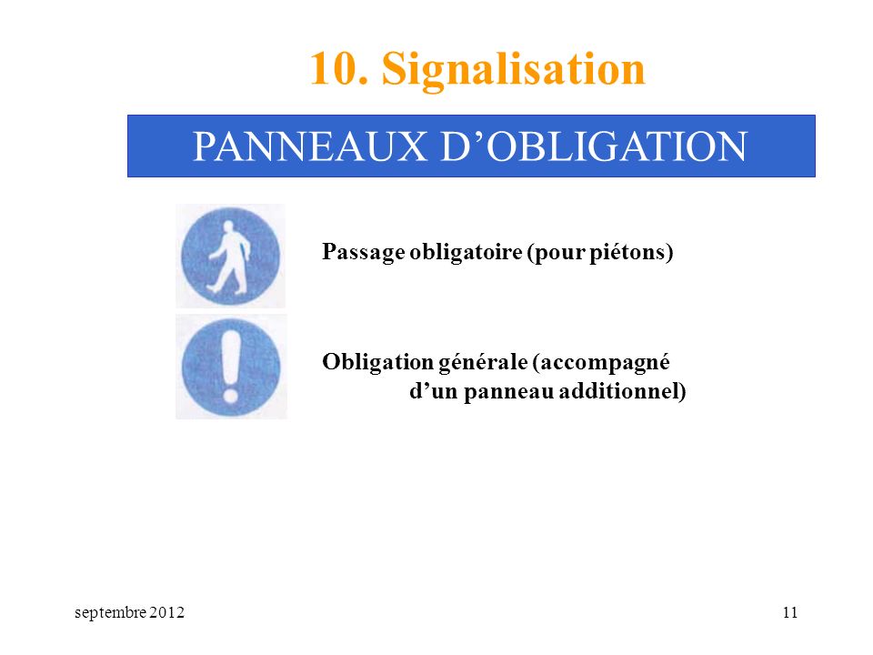 PANNEAUX D’OBLIGATION