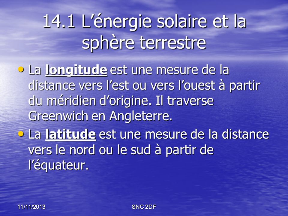 14.1 L’énergie solaire et la sphère terrestre
