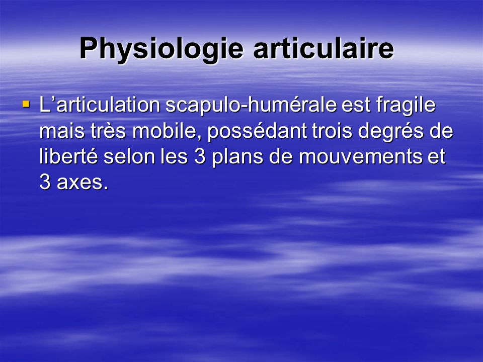 Physiologie articulaire