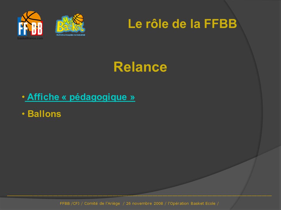 Relance Le rôle de la FFBB Affiche « pédagogique » Ballons
