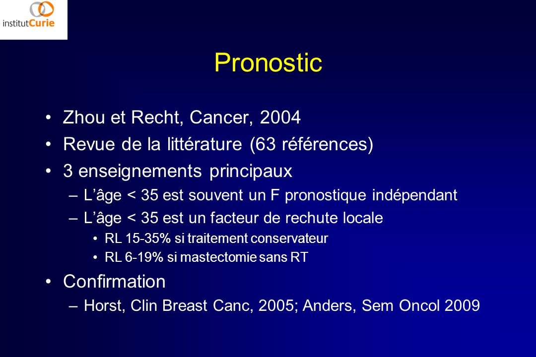 Pronostic Zhou et Recht, Cancer, 2004