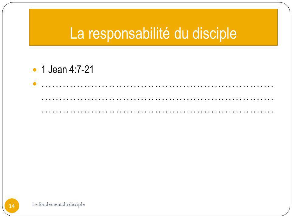 La responsabilité du disciple