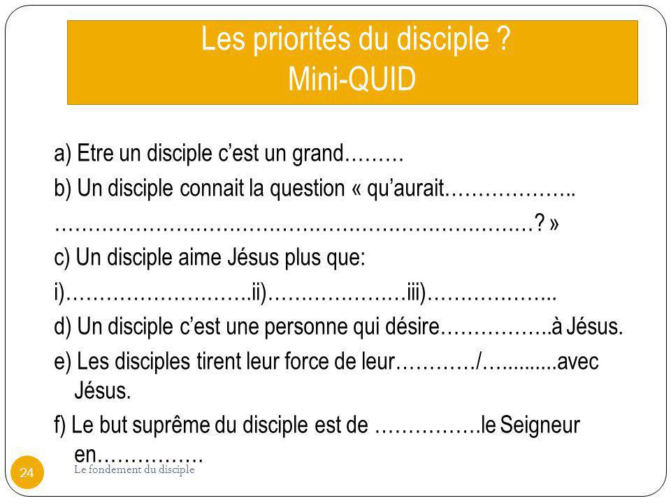 Les priorités du disciple Mini-QUID