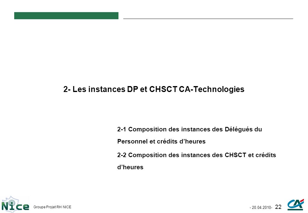 2- Les instances DP et CHSCT CA-Technologies
