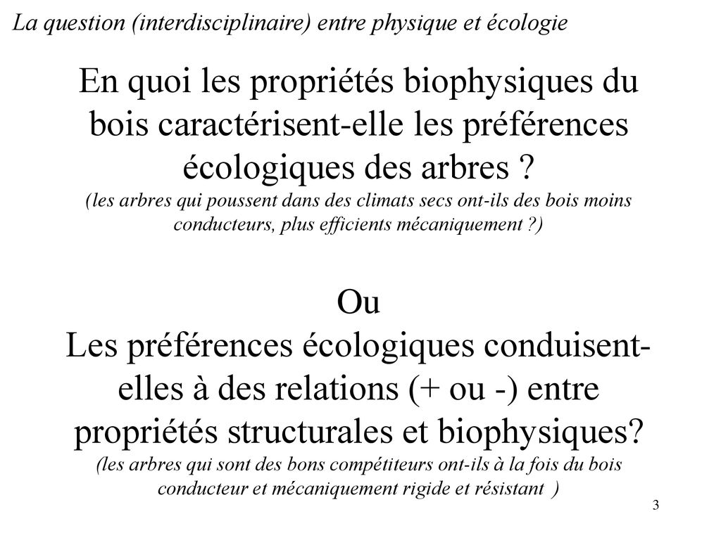 Synthèse écologique M1 - UE Biophysique Des Tissus Végétaux Ppt Télécharger