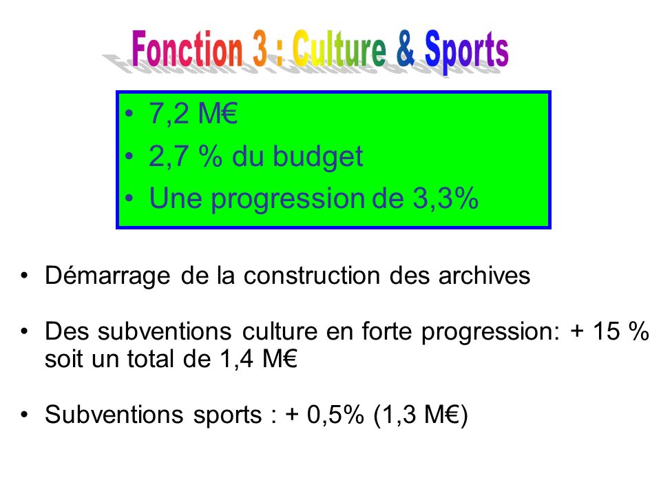 Fonction 3 : Culture & Sports