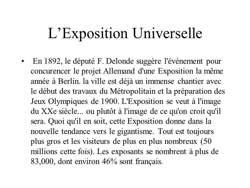L’Exposition Universelle