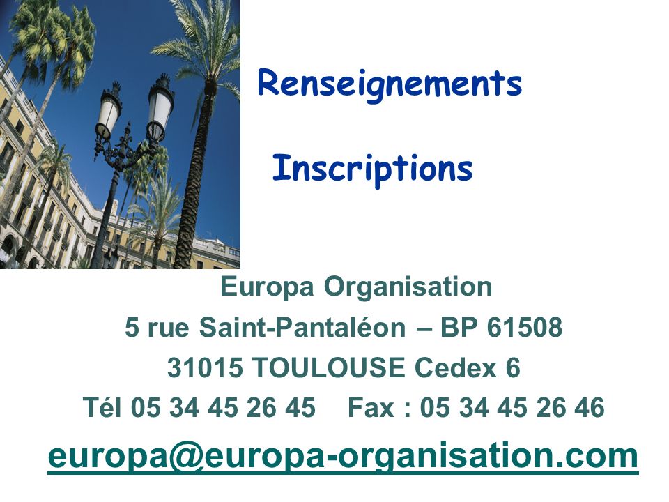Renseignements Inscriptions