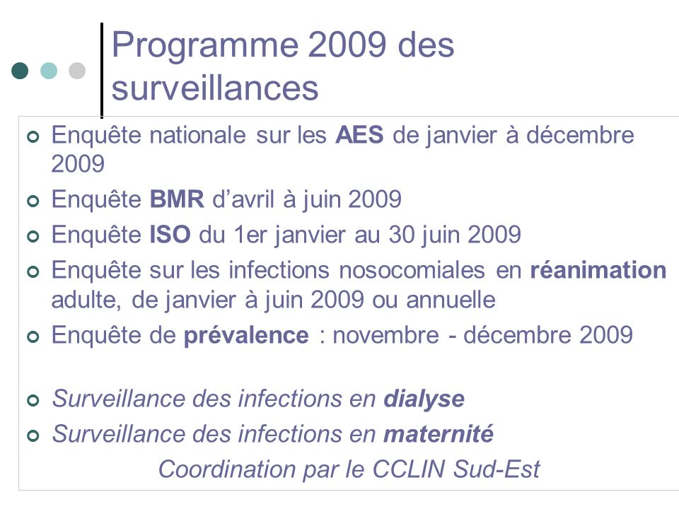 Programme 2009 des surveillances