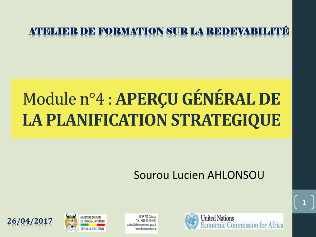 Module N°4 : APERÇU GÉNÉRAL DE LA PLANIFICATION STRATEGIQUE - Ppt ...