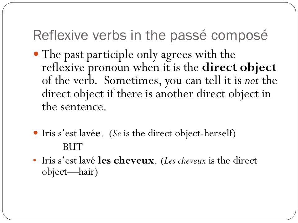 Reflexive verbs in the passé composé