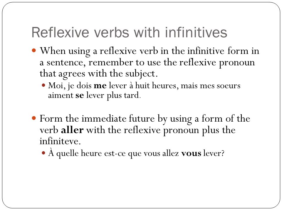 Reflexive verbs with infinitives
