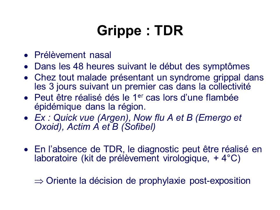 Grippe : TDR Prélèvement nasal